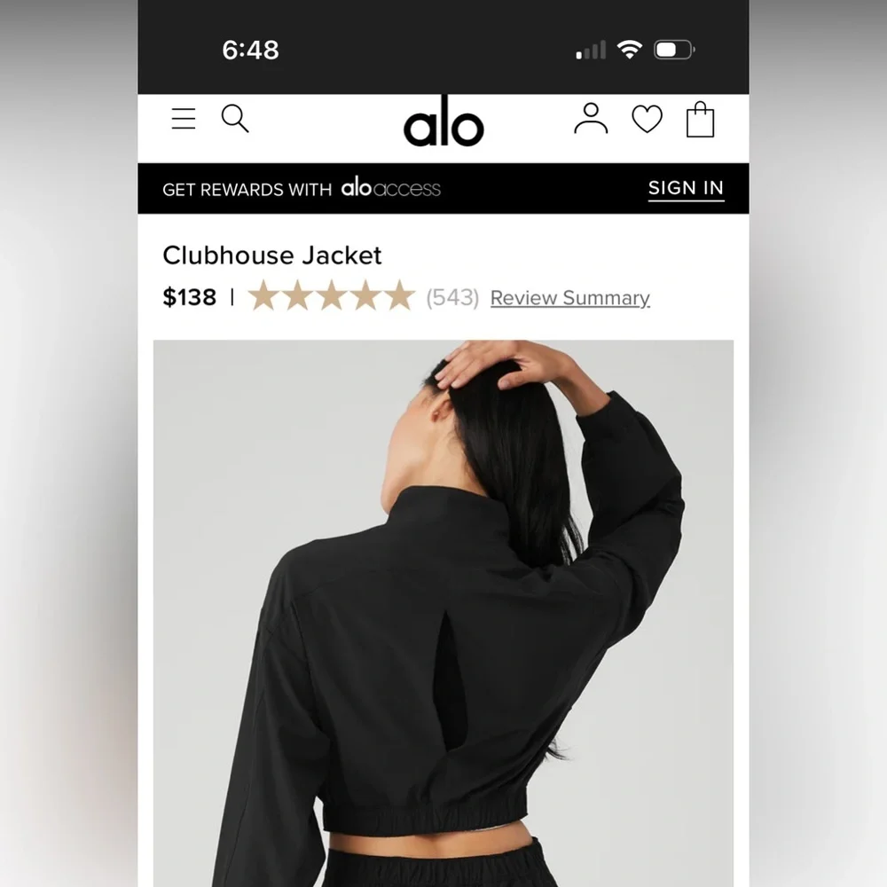 alo yoga clubhouse jacket black